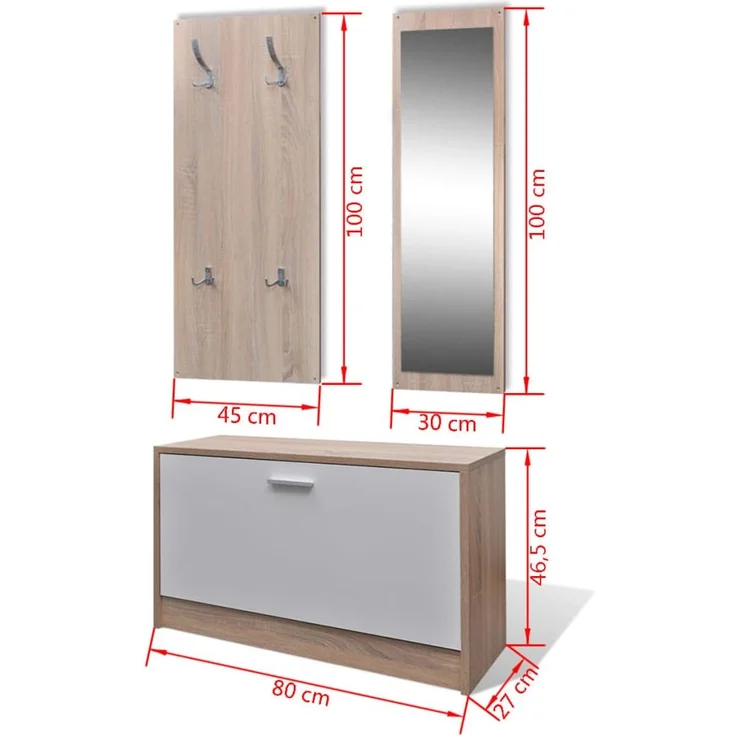 Garderoben Flur 3-in-1 Schuhschrank Schuhkipper Spiegel 241246 – Bild 7