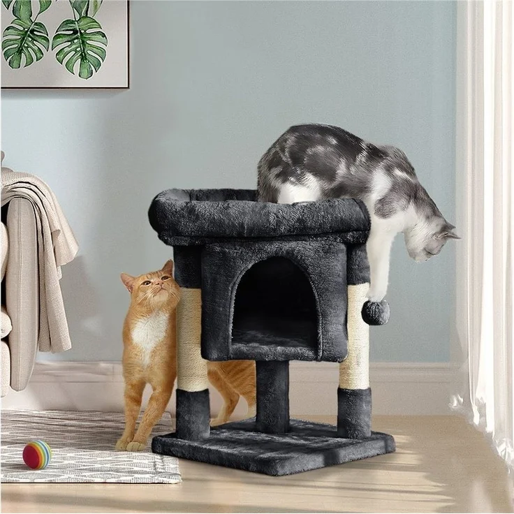 Yaheetech Kratzbaum 58 cm (H), Katzenbaum Kletterbaum, Liegemulde & Katzenhöhle & 2 Sisalstämme – Bild 2