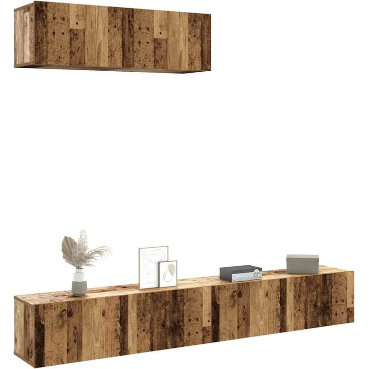 3 pcs TV-Wandschrank, TV Hängeboard Hängeschrank Altholz-Optik 100x30x30 cm Holzwerkstoff – Bild 1