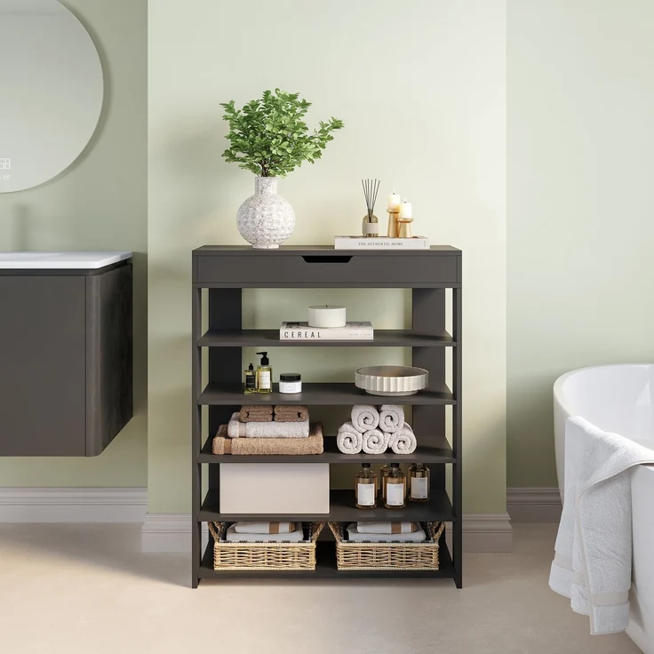 Standregal Boppeelo 94x75x30 cm Schwarz [en. casa] – Bild 2