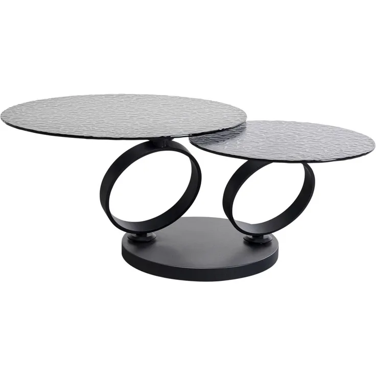 Kare Design Couchtisch Beverly Bubble, Schwarz, Elegant, Sicherheitsglas, Stahl, 360 Grad drehbar, Wohnzimmertisch, Home Office, Sofatisch, Beistelltisch, 41 x 133 x 80 cm (H-B-T)