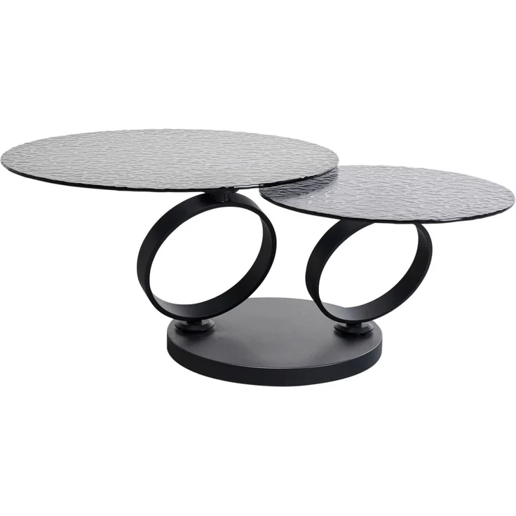 Kare Design Couchtisch Beverly Bubble, Schwarz, Elegant, Sicherheitsglas, Stahl, 360 Grad drehbar, Wohnzimmertisch, Home Office, Sofatisch, Beistelltisch, 41 x 133 x 80 cm (H-B-T)