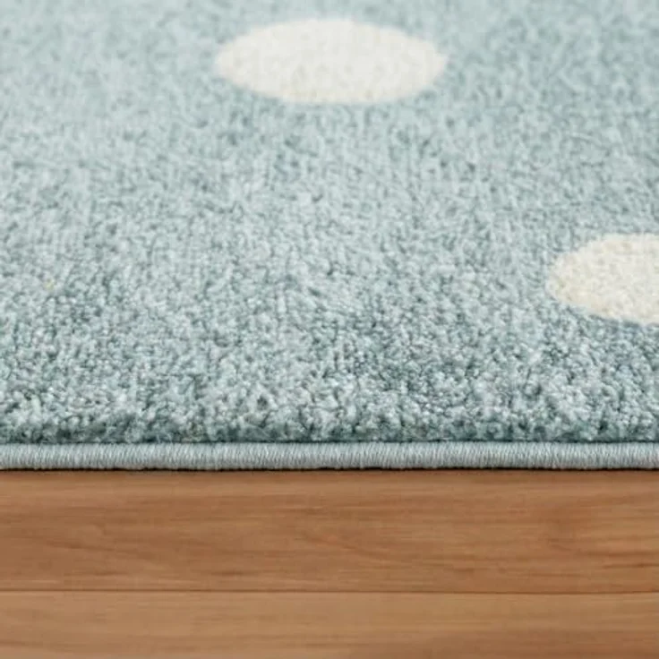 Jimri Kinderteppich DOTS l Pünktchen Gepunktet | Kinderzimmer/Jugendzimmer (Mint, Ø 120 cm Rund) – Bild 6