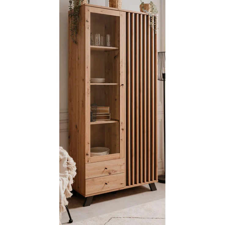 Vitrine Madem in Artisan Eiche und Anthrazit 92 x 199 cm – Bild 1