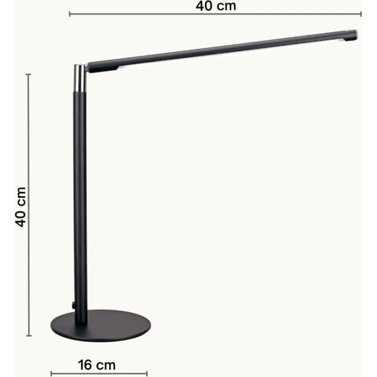 MeLiTec LED Schreibtischlampe LED-Schreibtischleuchte T186-2 schwarz mit Chrom-Applikationen, LED fest integriert, Einstellbar in 3 Stufen, 50.000 Schaltzyklen möglich, schwenkbar, dimmbar – Bild 6