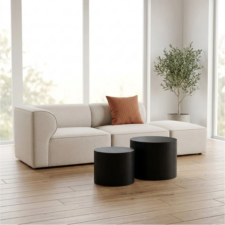 WILLIAMSPACE Couchtisch Lazio runder 2er-Set, Nesting Tische im Trend-Design (2er-Set), Maße ca 1. : B48 x T48 x H38cm/Maße ca 2. : B38 x T38x H32 cm – Bild 4