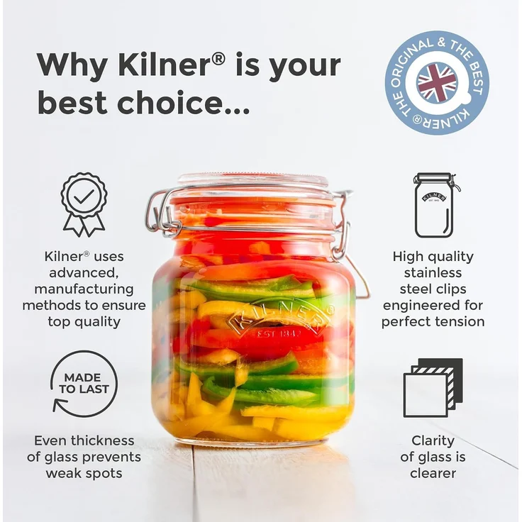 Kilner Einmachglas mit Bügelverschluss 250 ml quadratisch, Luftdichtes Vorratsglas mit Edelstahlbügel und Dichtung, Perfekt zum Einmachen, Konservieren und Lagern, spülmaschinengeeignet – Bild 11