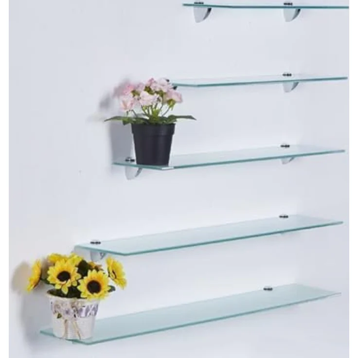 HOOZ Wandregalhalter Metall für Glas- und Holzregale inkl. Montagematerial versch. Größen, Set 8-tlg, mit gummierter Klemmbacke – Bild 7