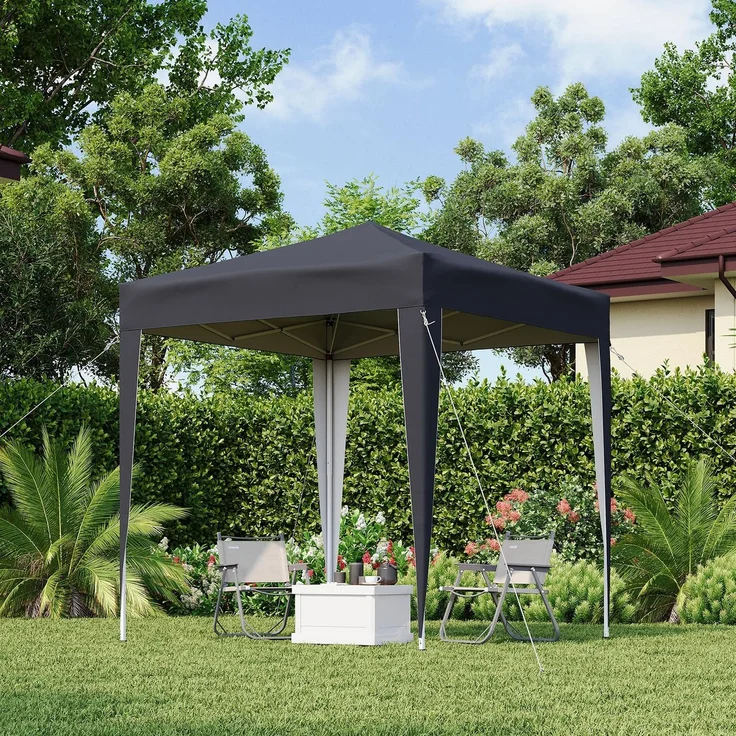 Aoxun Pop Up Pavillon 2x2m Wasserdicht, Metallrahmen-Schutzzelt, Höhe Verstellbar, Faltpavillon 2x2 mit Tragetasche für Camping Party, Grau – Bild 8