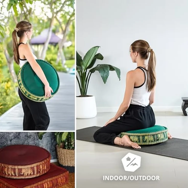 livasia Meditationskissen Zafukissen groß (Deluxe) vegan und handgefertigt, 44x15cm, Kapok – Bild 3