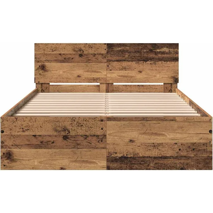 vidaXL Bettgestell mit Kopfteil mit Kopfteil Altholz 193 x 125 x 70 cm 3376060 – Bild 5