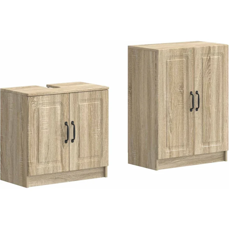 vidaXL 2-teiliges Badezimmer Schrank Set UTRECHT Sonoma-Eiche 3417650 – Bild 2