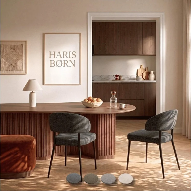 Haris Børn Esszimmerstuhl Polsterstühle für Esszimmer - Esszimmerstühle (Set, 2 St), Dunkelgrau - Esszimmer Stühle & Esstisch Stühle, Moderner Polsterstuhl – Bild 1