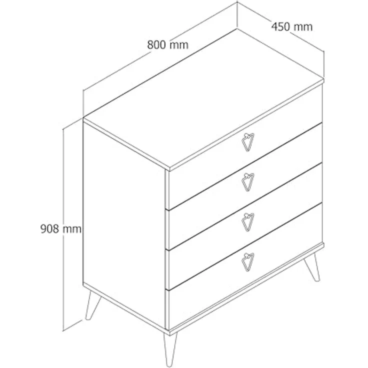 Dmora - Kommode Sualocin, Mehrzweckkommode, Schlafzimmerkommode, Schrank mit Schubladen, 80x45 h91 cm, Eiche – Bild 2