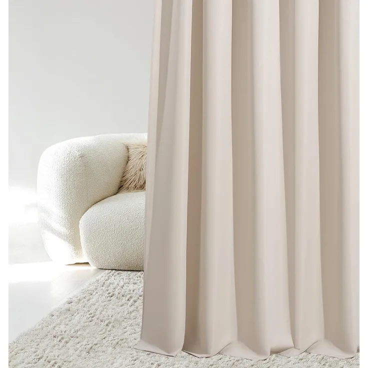ROOM99 Vorhang mit Silberen Ösen Aura 140x250 cm Breite x Höhe Schiebegardinen Modern Curtain Wohnzimmer Schlafzimmer Hellbeige, 1 Stück