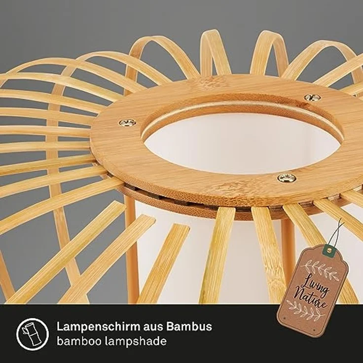 BRILONER – Stehlampe für das Wohnzimmer, Leselampe, Wohnzimmer, Wohnzimmerlampe, Stehlampe Holz, Boho, Schlafzimmer Deko, Stehleuchte, E27 Fassung, Schwarz-Holz – Bild 6