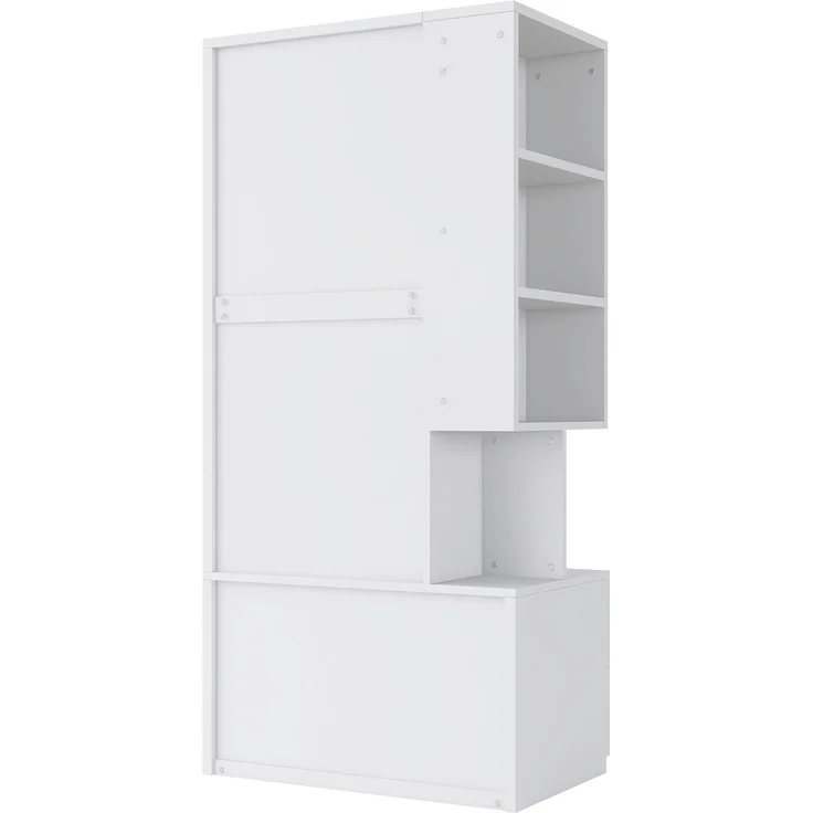 Kleiderschrank 70x50x170 cm in Weiß, mit offenen Fächern, Kleiderbereich und Schubladen – Bild 7