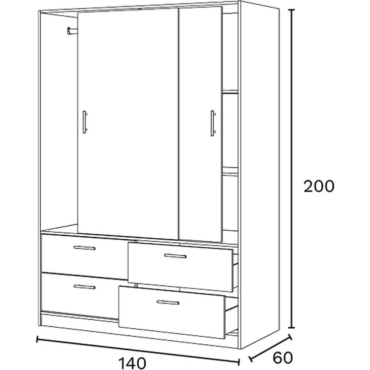 Schlafzimmer-Set >ENZO< (6-teilig) Nodi Eiche / Artik Weiß, Bett, Nachtkonsolen, Kommode, Schrank – Bild 5
