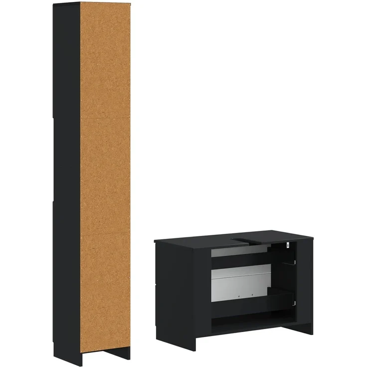 vidaXL 2-teiliges Badezimmer Schrank Set UTRECHT Schwarz Holzwerkstoff 3417568 – Bild 5