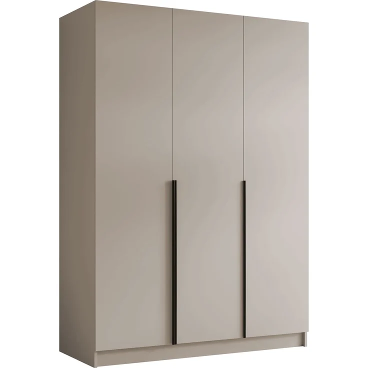 Mirjan24 'Cikzori' Kleiderschrank mit Einlegeböden und Kleiderstange, 3-türig, Laminatplatte, 215 x 58 x 150 cm, Cashmere / Schwarz, ohne Spiegel – Bild 1