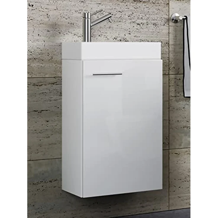 VCM Badmöbelset Slito, 2-tlg. Gäste WC Waschplatz mit hochwertigem Keramikwaschbecken, H. 68 x B. 41 x T. 22 cm – Bild 2