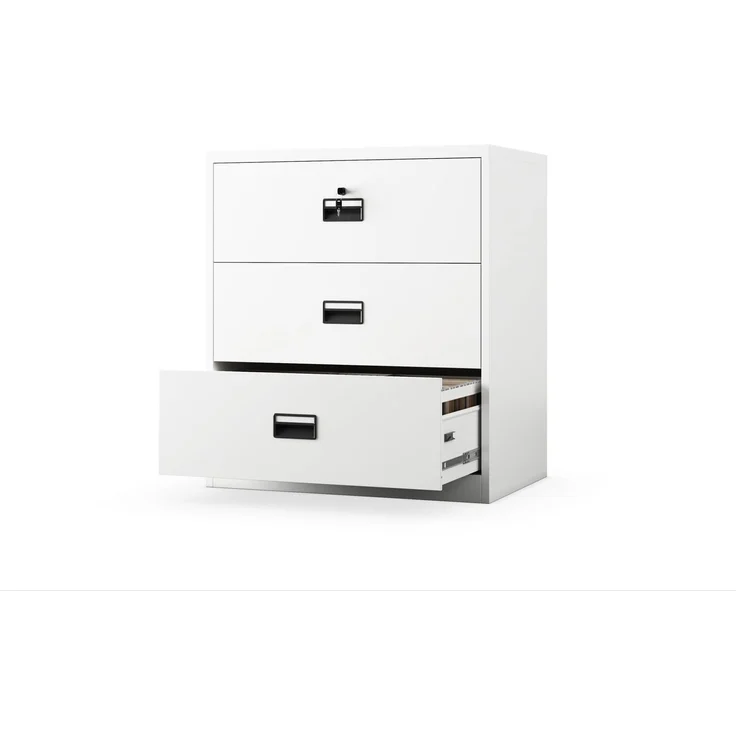 Jan Nowak Aktenschrank Metall abschließbar 102x90x60 cm mit 3 Schubladen | Vollauszug, Zentralverschluss, Kippschutz, Büro, Archiv, Homeoffice