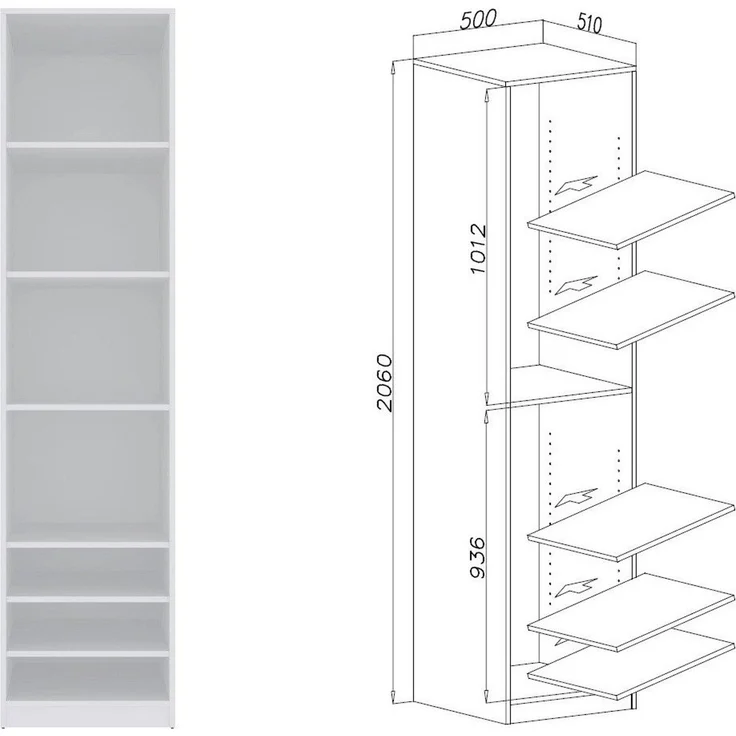 Marmex Möbel Garderobenschrank TRES SET Y/B offener Schrank mit Kleiderstangen und Stauraum weiß (3-St) Modulschränke, begehbarer Kleiderschrank – Bild 3