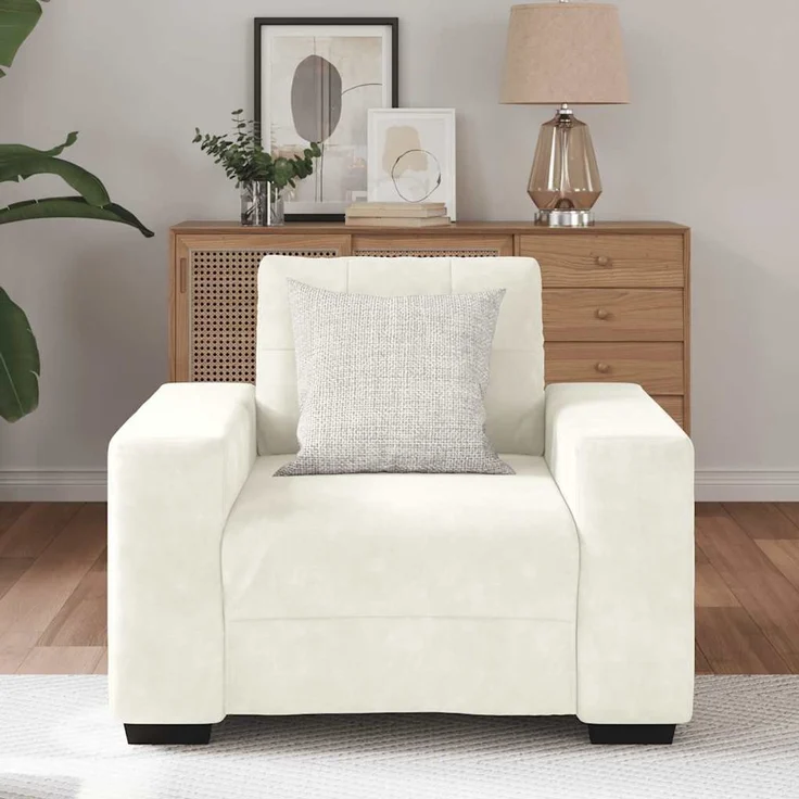 vidaXL Sessel Creme 100x78x80 cm Samt 4105106 – Bild 3