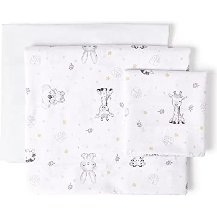 Bettlaken-Set für Babybett KOALA in Weiß Blau · 100% Baumwolle · 3- Teilig Bettwäsche-Set für Babywiege – Bild 1