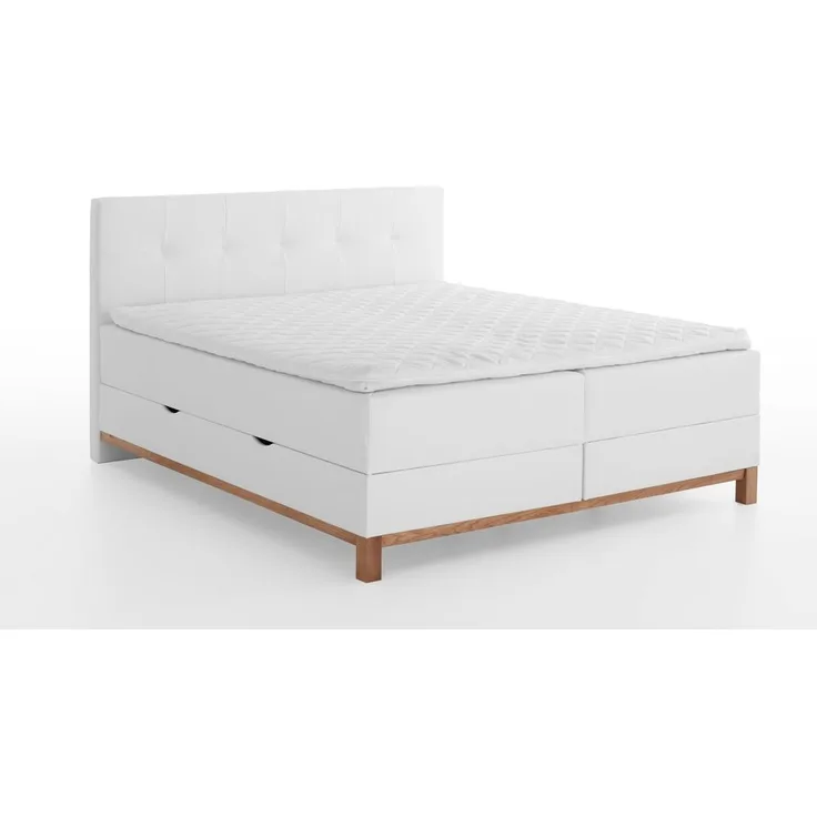 Catania Boxspringbett weiß EicheKunstleder 209cm x 182cm x 116cm
