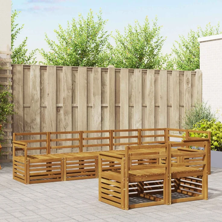 vidaXL Outdoor-Sofagarnitur 8 stk. 8-Sitzer Natur Massivholz Akazie 3374994 – Bild 1