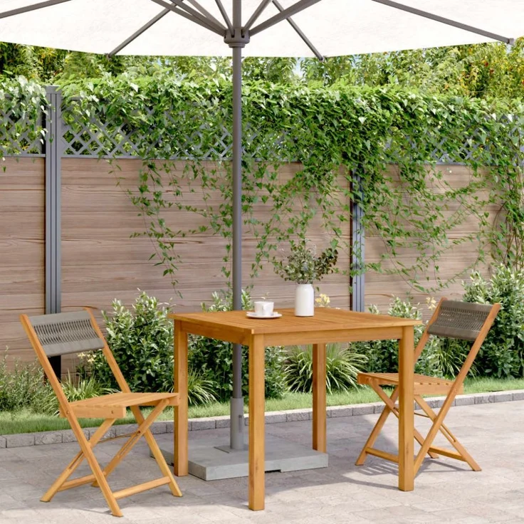 vidaXL Bistrostühle 2 Stk. Grau Massivholz Akazie und Kordel 367679 – Bild 7