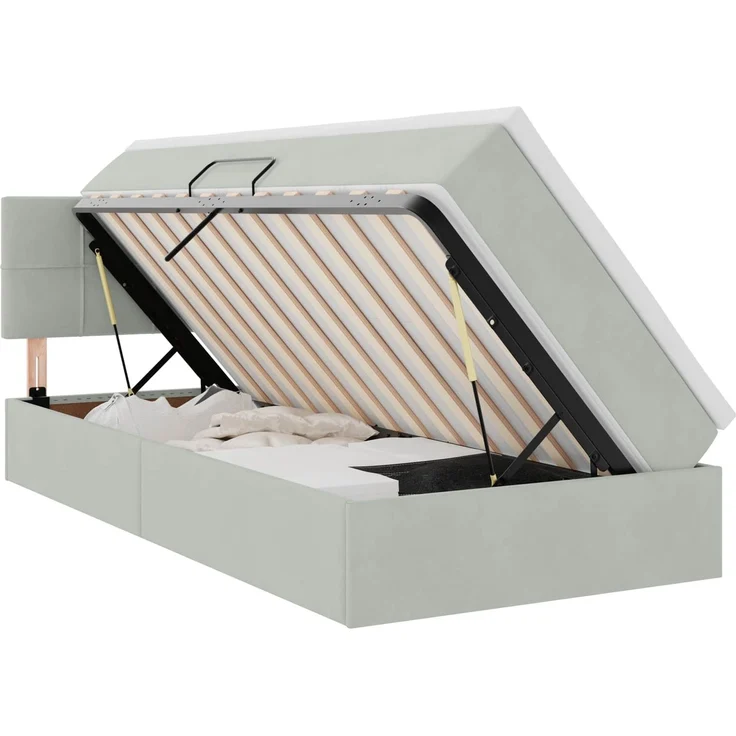 vidaXL Aufbewahrungsbett mit Kopfteil Hellgrau 100 x 200 cm Samt 3370737 – Bild 2