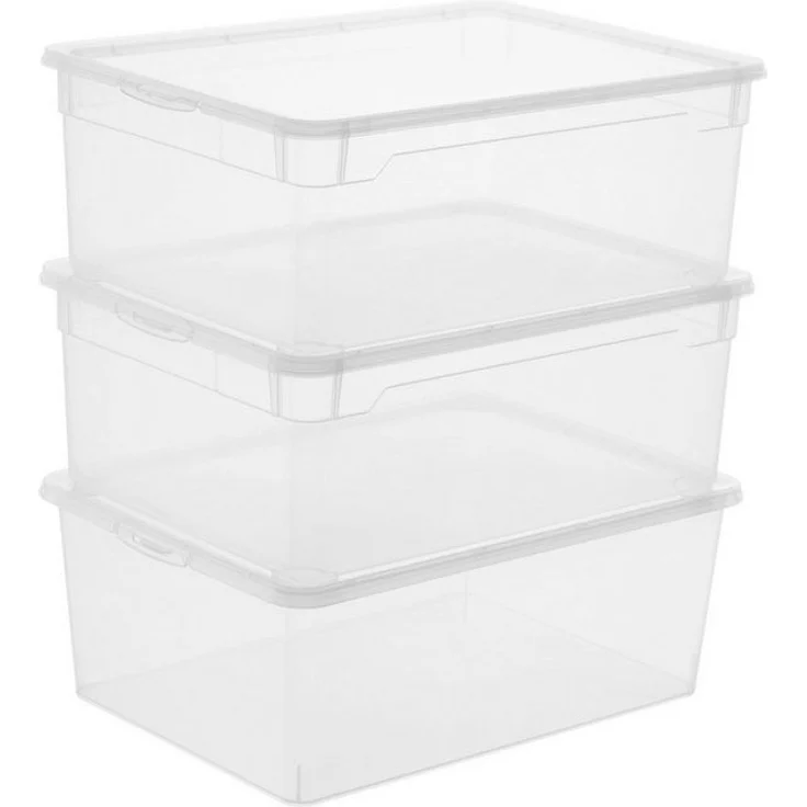 Rotho 3er-Set Aufbewahrungsbox CLEAR mit Deckel 10 L transparent 36x26x14 cm – Bild 4