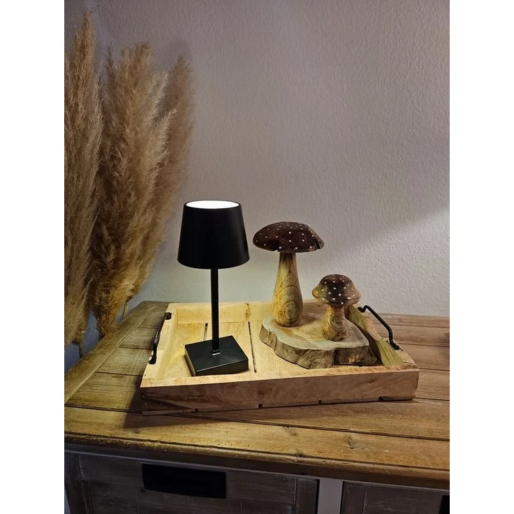Meinposten Dekotablett Tablett Holz Mango braun Holztablett Deko Kerzentablett 38 bis 57 cm, 2 Metallgriffen – Bild 2