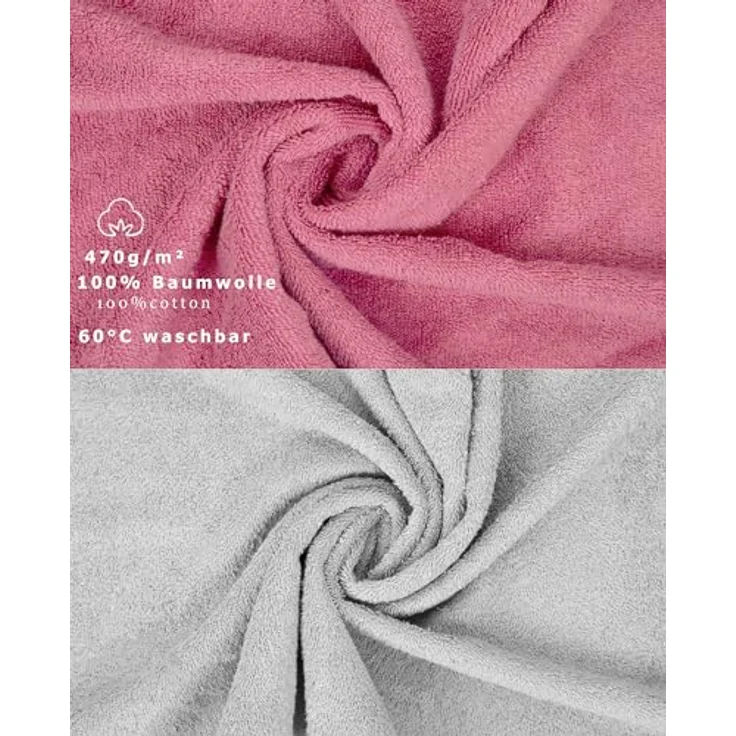 Betz Waschhandschuh 10 Stück Premium 16x21 cm Farbe Altrosa und Silbergrau, (10-St) – Bild 4