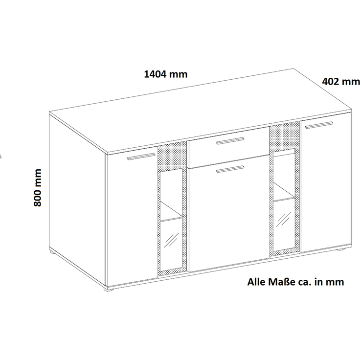 Kommode Salsa 2 Lamellenoptik Anbauwand Wohnwand Sideboard MDF Weiss matt + Grau – Bild 5