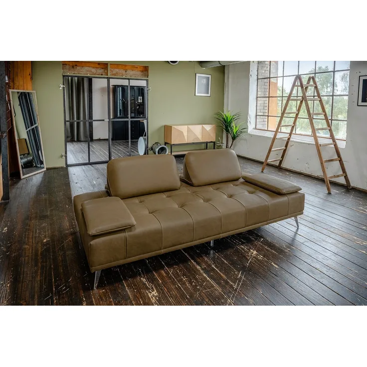 KAWOLA Sofa WIOLO Schlafsofa Daybed Leder camel 83 x 110 x 240 cm