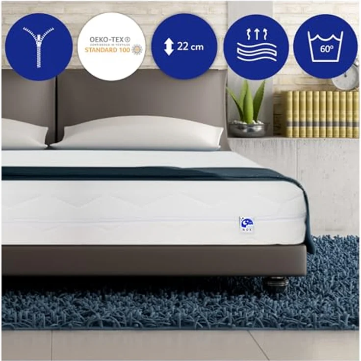 TULENA NOX Federkernmatratze 80 x 190 cm, waschbarer Bezug, Comfort Plus H1/H2, weich – Bild 6