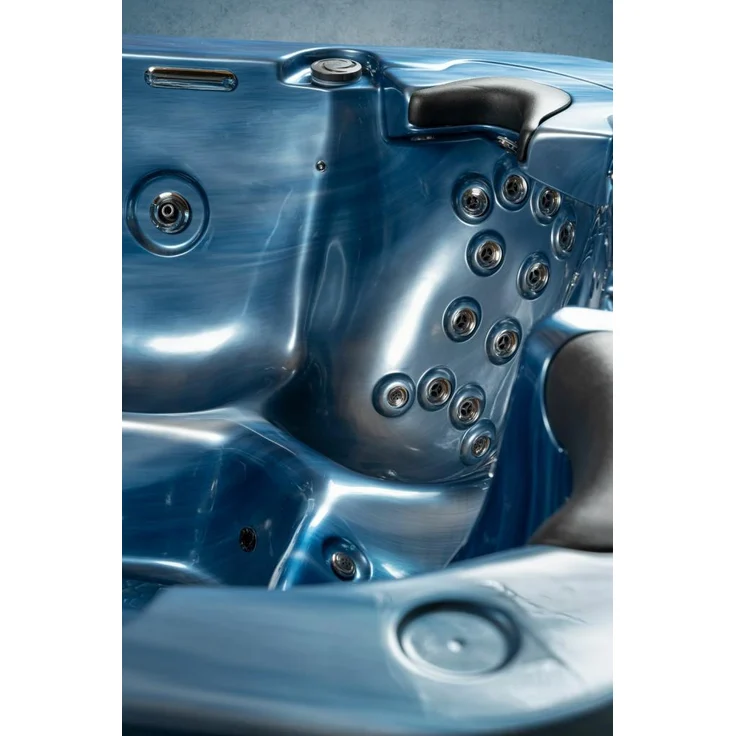 PureHaven Outdoor-Whirlpool 215x215 cm für 5 Personen mit 53 Massagedüsen Heizung Farblicht und Thermoabdeckung UV-Wasseraufbereitung 2 Liegeflächen – Bild 7