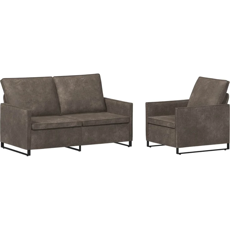 vidaXL Sofa-Set 2 pcs Dunkelgrau Kunstwildleder 3433124 – Bild 1