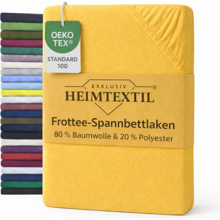 EXKLUSIV HEIMTEXTIL Frottee Spannbettlaken Premium 120 x 200 cm Gelb 80% Baumwolle 20% Polyester Öko - Tex Zertifiziert Bed-Sheet Bettlaken Spannbetttuch