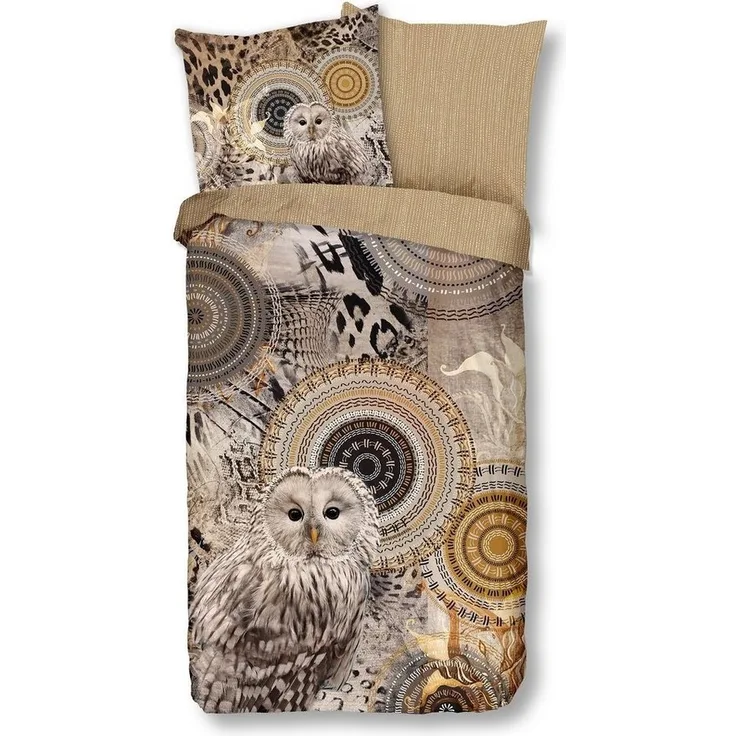 Traumschloss Bettwäsche Feinbiber, Biber, 2 teilig, beige Mandalas mit Eule