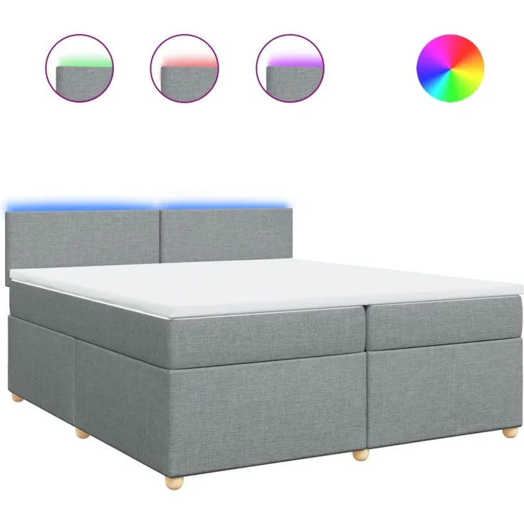 vidaXL Boxspringbett mit Matratze Hellgrau 200x200 cm Stoff 3289080 – Bild 2