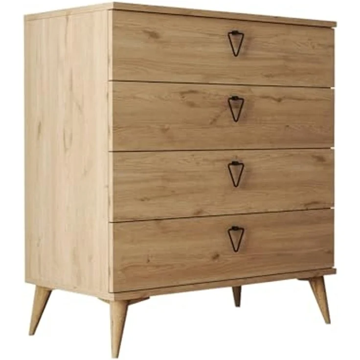Dmora - Kommode Sualocin, Mehrzweckkommode, Schlafzimmerkommode, Schrank mit Schubladen, 80x45 h91 cm, Eiche – Bild 3