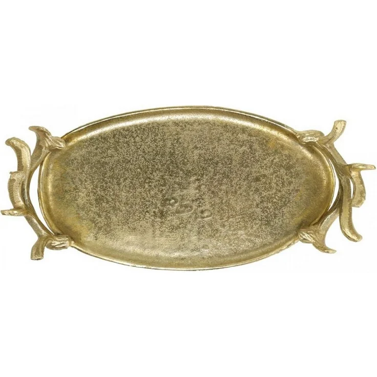 Florists Products Dekotablett Goldenes Deko-Tablett Hirschgeweih-Design Vintage Stil Oval – Bild 4