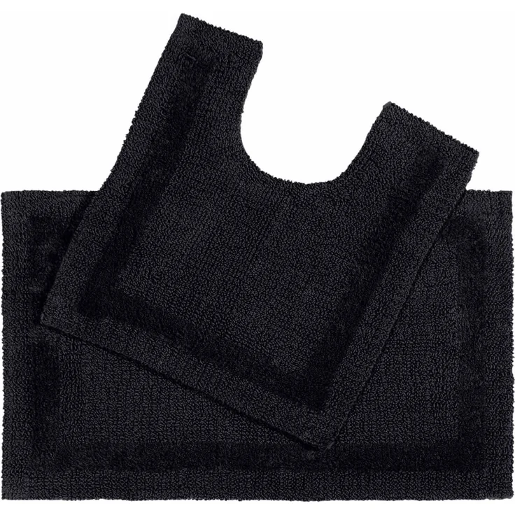Homescapes Badematte 2 teiliges Luxus Badematten Set 100% Baumwolle schwarz, Höhe 30 mm, Badematte - 50x80 cm, WC Vorleger - 50x55 cm – Bild 1