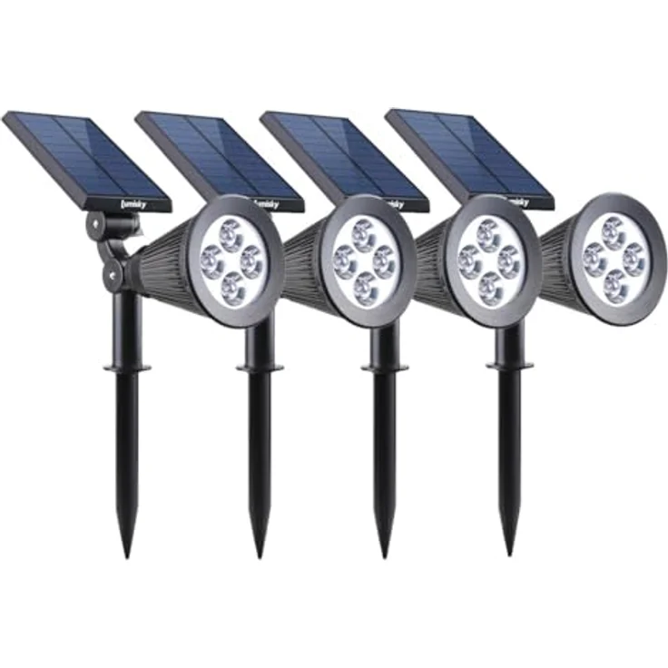 Lumisky 4x Spiky W34, 2-in-1 Solar-Spots Set, dimmbare LED-Außenbeleuchtung, kaltweiß, Höhe 42 cm, IP44, bis zu 12 Stunden Laufzeit – Bild 1