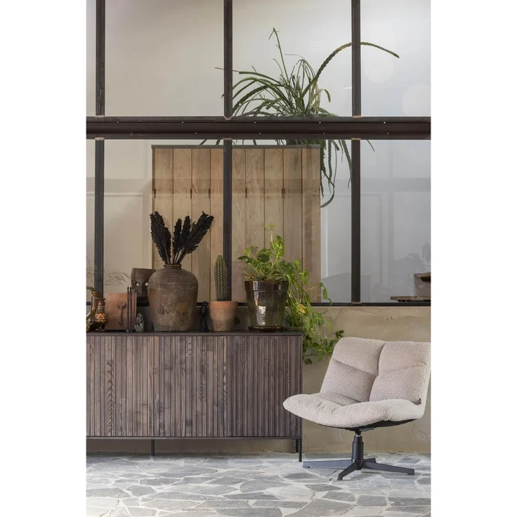 Sideboard Gravure aus Eschenholz, modernes Design, Espresso Braun, Push-to-Open Türen – Bild 8