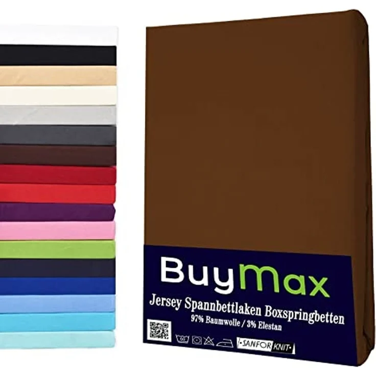 Buymax® Wasserbett Spannbettlaken Stretch 180x200-200x220 cm für Wasserbetten und Boxspringbetten Bettbezug für Matratzen bis 35 cm Matratzenhöhe, Braun Schokobraun – Bild 1